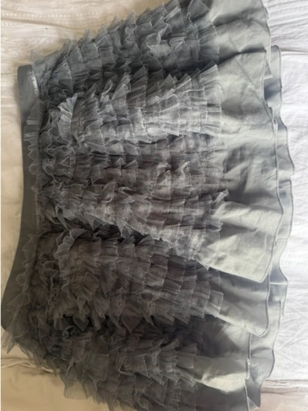 New Look Grey Tiered Tulle Ruffle Mini Skirt - Size UK 12 / US 8